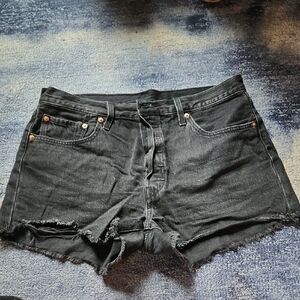Levi's Black Jean Shorts Distressed Cut-Off Style